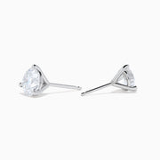 Lab Grown Diamond 2.00ct Stud Earrings feature round, clear diamonds set in simple 14K white gold prongs, shown on a white background.