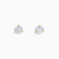 Lab Grown Diamond 2.00ct Stud Earrings set in 14K yellow gold feature round, clear stones and are displayed against a plain white background.