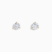 Lab Grown Diamond 2.00ct Stud Earrings set in 14K yellow gold feature round, clear stones and are displayed against a plain white background.