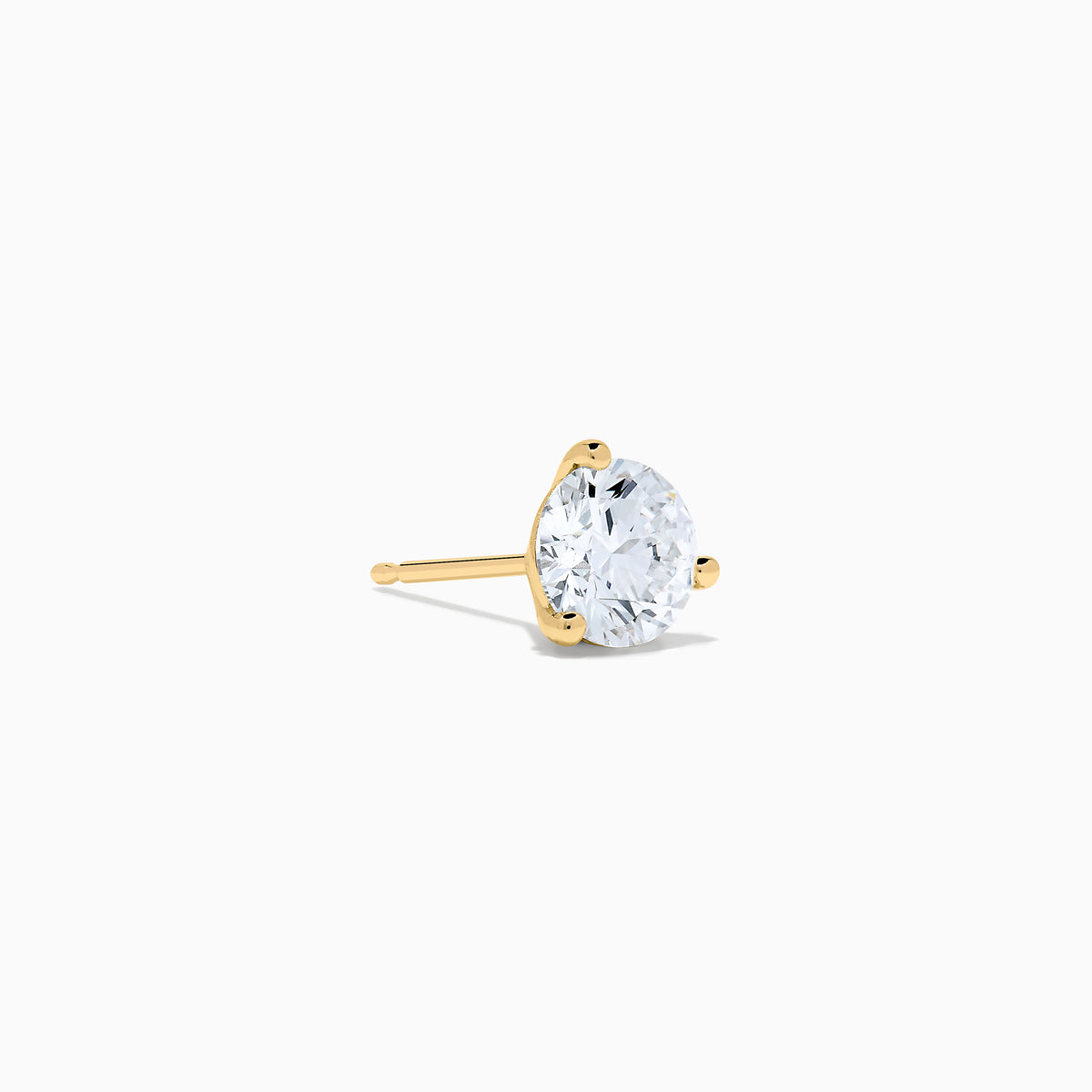 Lab Grown Diamond 2.00ct Stud Earrings set in 14K yellow gold feature round, clear stones and are displayed against a plain white background.