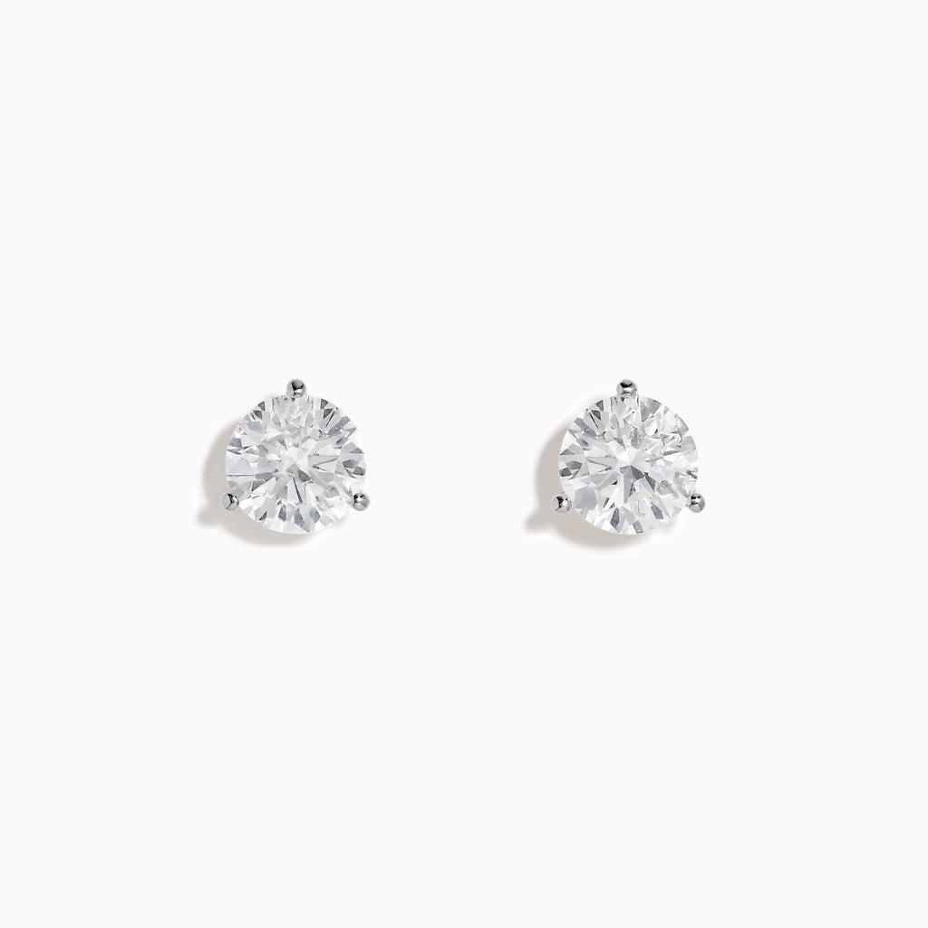 Lab Grown Diamond 3.00ct Stud Earrings in 14K White Gold, shown with classic prong settings against a white background.