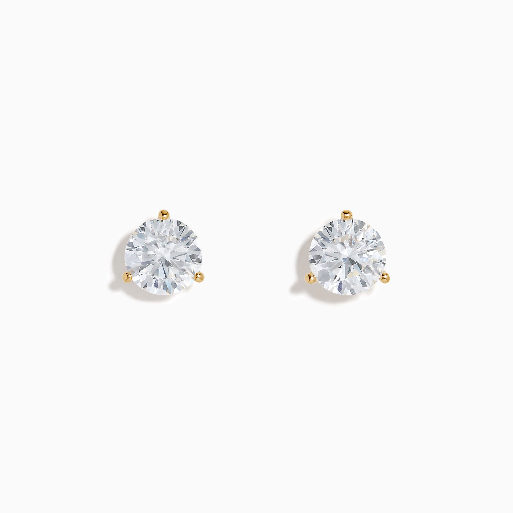 Lab Grown Diamond 3.00ct Stud Earrings in 14K Yellow Gold, featuring round, clear lab-grown diamonds set in yellow gold prongs, displayed against a plain white background.