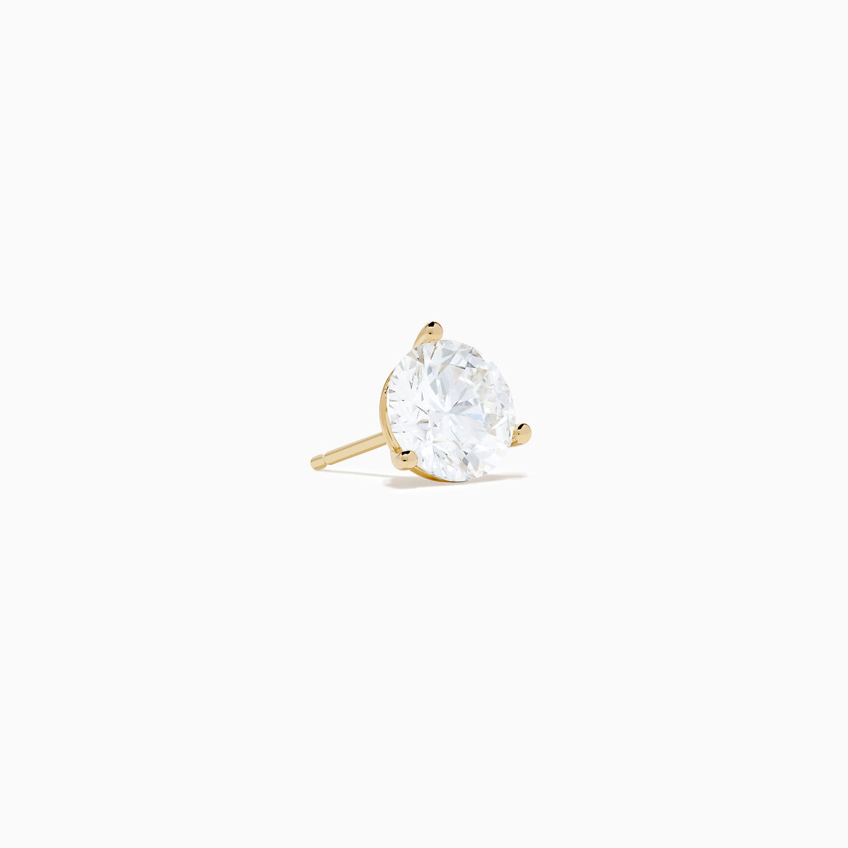 Lab Grown Diamond 3.00ct Stud Earrings in 14K Yellow Gold, featuring round, clear lab-grown diamonds set in yellow gold prongs, displayed against a plain white background.