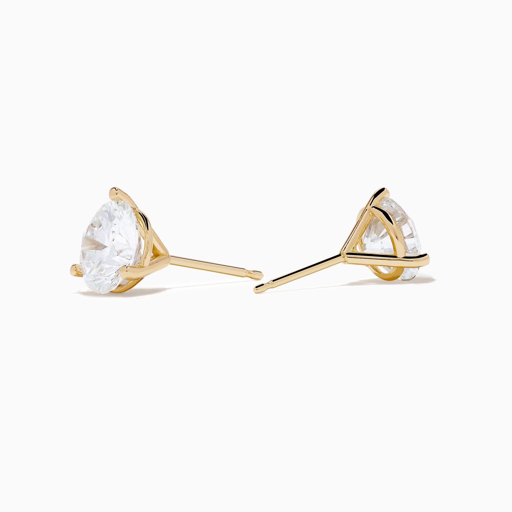 Lab Grown Diamond 3.00ct Stud Earrings in 14K Yellow Gold, featuring round, clear lab-grown diamonds set in yellow gold prongs, displayed against a plain white background.