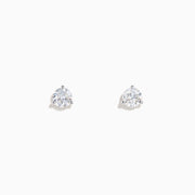 Lab Grown Diamond 1.00ct Stud Earrings in 14K White Gold are shown against a plain white background, featuring round, sparkling stones set in a simple and minimal setting.