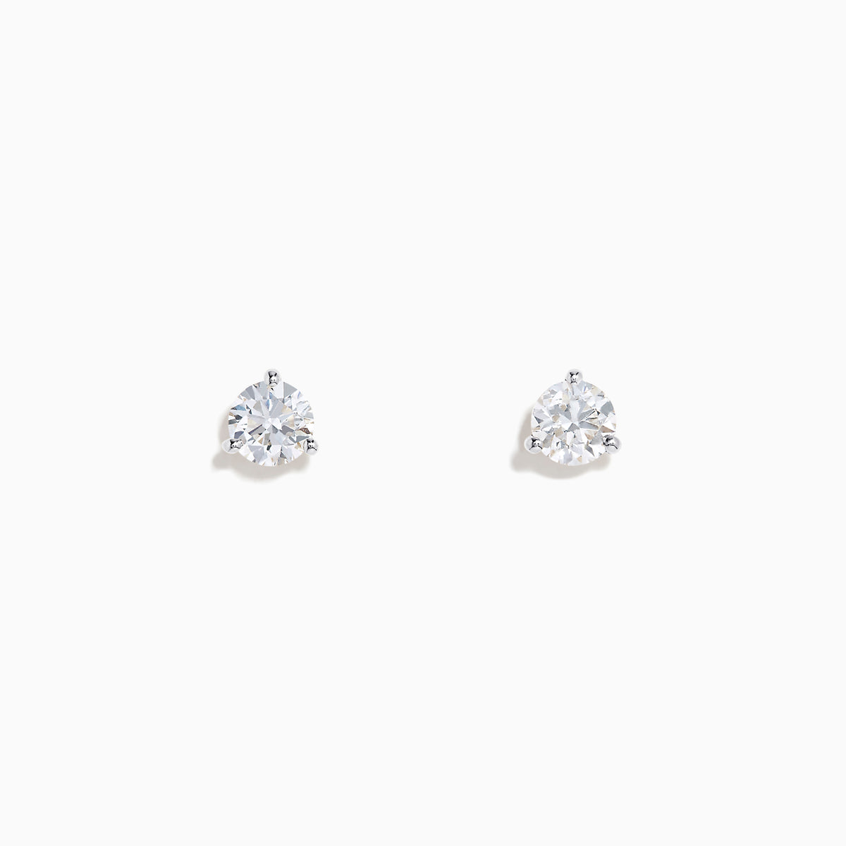 Lab Grown Diamond 1.00ct Stud Earrings in 14K White Gold are shown against a plain white background, featuring round, sparkling stones set in a simple and minimal setting.