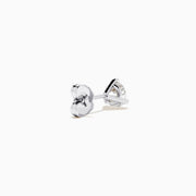 Lab Grown Diamond 1.00ct Stud Earrings in 14K White Gold are shown against a plain white background, featuring round, sparkling stones set in a simple and minimal setting.