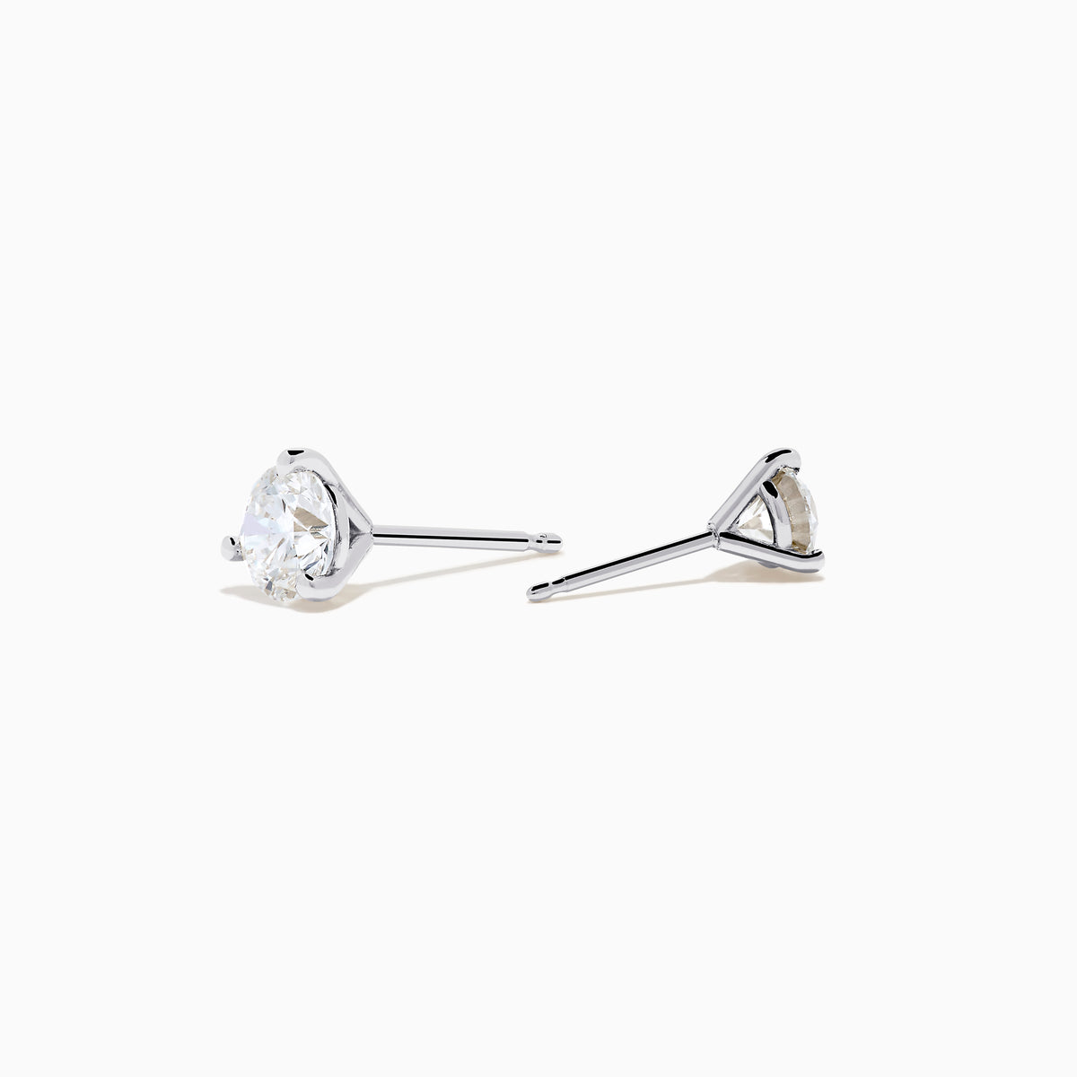 Lab Grown Diamond 1.00ct Stud Earrings in 14K White Gold are shown against a plain white background, featuring round, sparkling stones set in a simple and minimal setting.