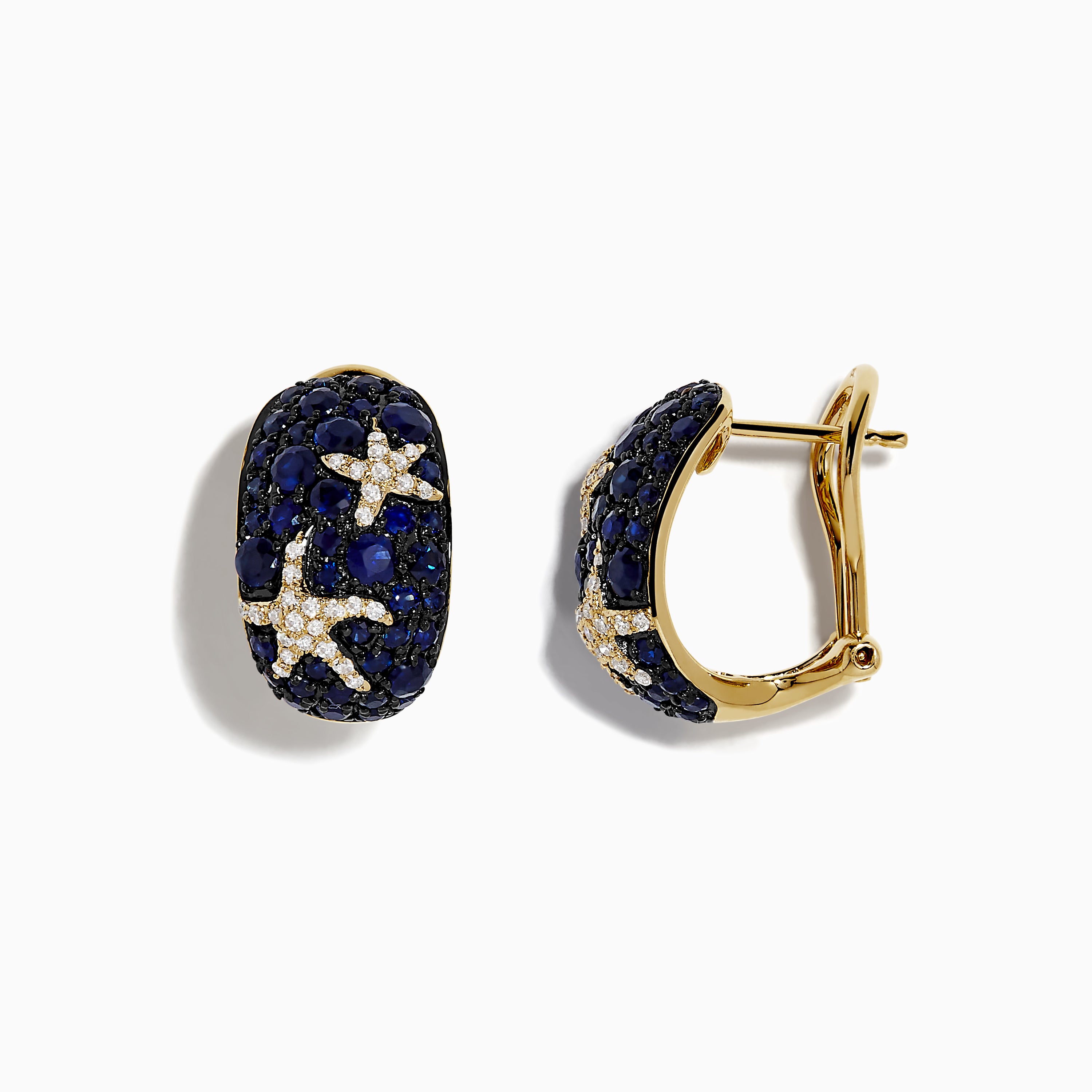 Effy Seaside 14K Yellow Gold Blue Sapphire and Diamond Starfish Earrings