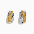 14K Yellow and White Gold Yellow and White Diamond Crossover Pavé Earrings