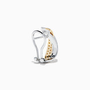 14K Two-Tone Gold Yellow and White Diamond Crossover Clip-on Earrings