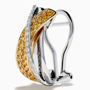 14K Two-Tone Gold Yellow and White Diamond Crossover Clip-on Earrings