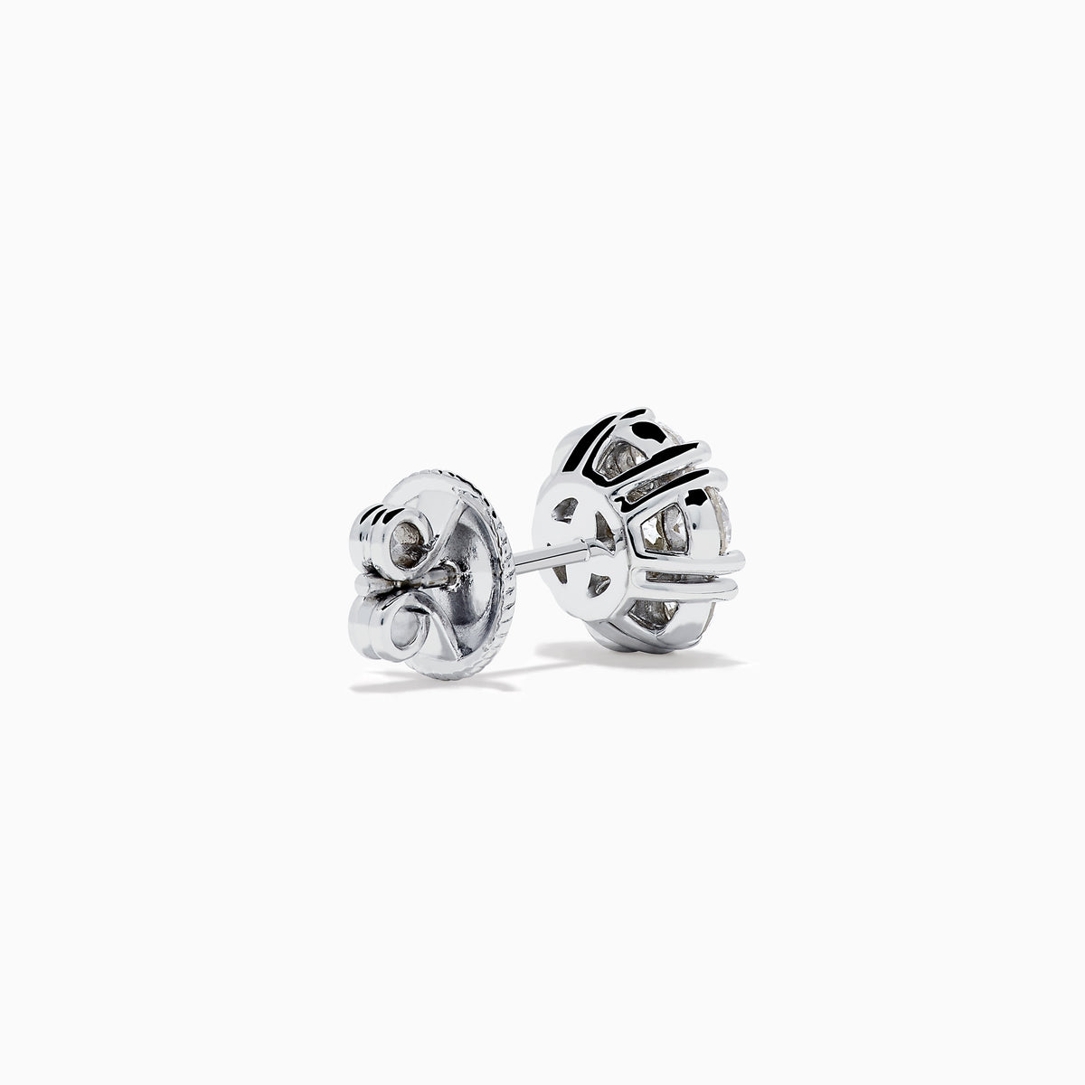 The 14K White Gold Diamond Bouquet Stud Earrings feature a floral cluster design with multiple round diamonds set closely together against a white gold background.