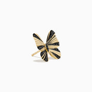 14K Yellow Gold Black Diamond Butterfly Earrings