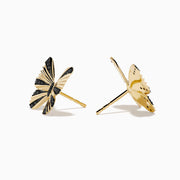 14K Yellow Gold Black Diamond Butterfly Earrings