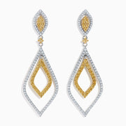 14K Yellow and White Gold Yellow and White Diamond Double Marquise Drop Earrings