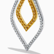 14K Two-Tone Gold Yellow and White Diamond Double Marquise Drop Earrings