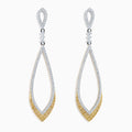 14K Yellow and White Gold Yellow and White Diamond Elongated Teardrop Drop Earrings