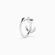 14K White Gold Blue Sapphire and Diamond Pave Anchor Huggie Earrings