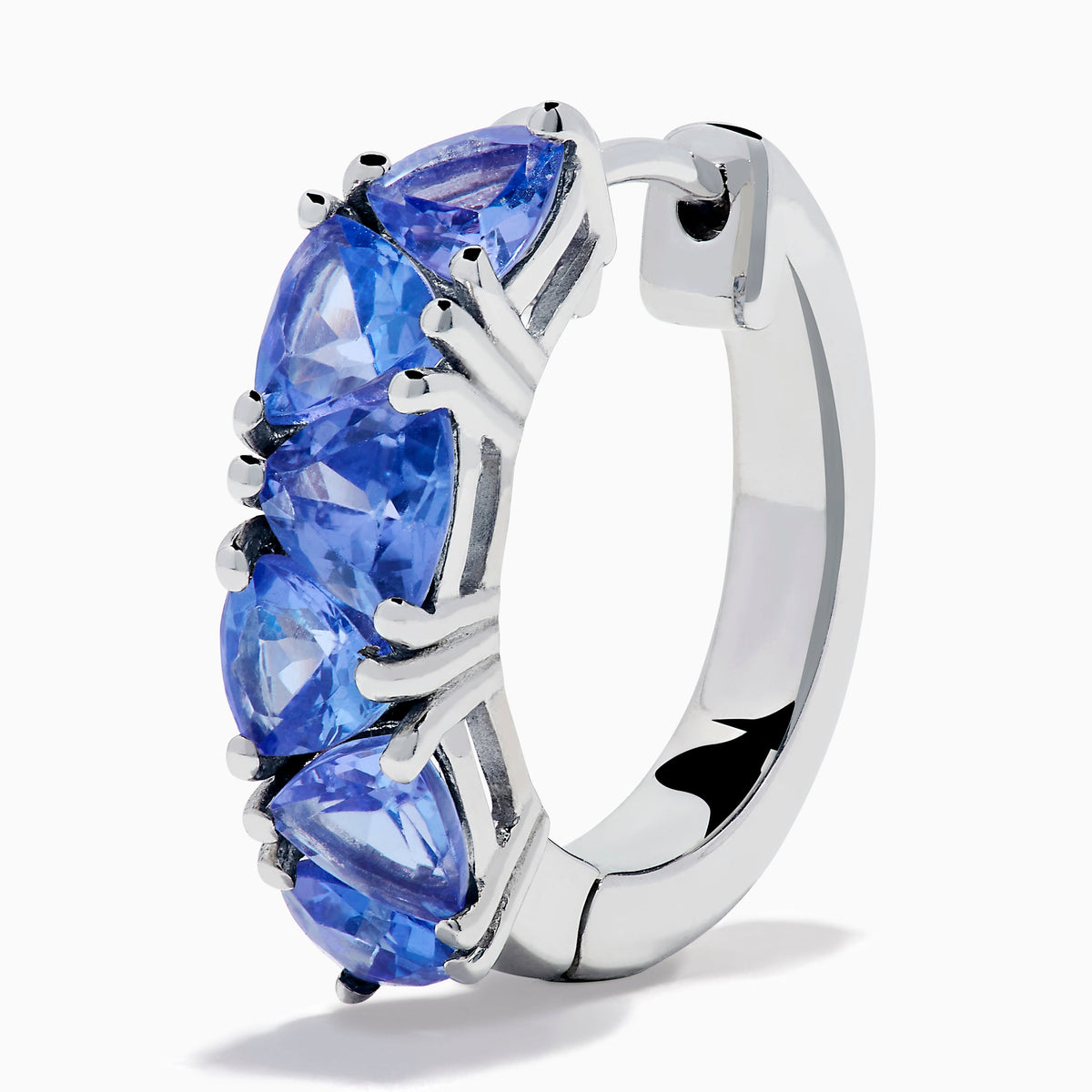 Sterling Silver Trillion Tanzanite Huggie Earrings