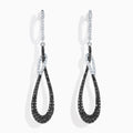 14K White Gold Black and White Diamond Interlocking Teardrop Drop Earrings