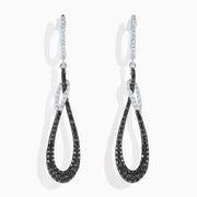 14K White Gold Black and White Diamond Interlocking Teardrop Drop Earrings