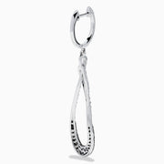 14K White Gold Black and White Diamond Pave Interlocking Teardrop Earrings