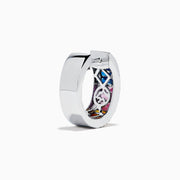 Watercolors 14K White Gold Channel-Set Multi Sapphire and Diamond Huggie Earrings