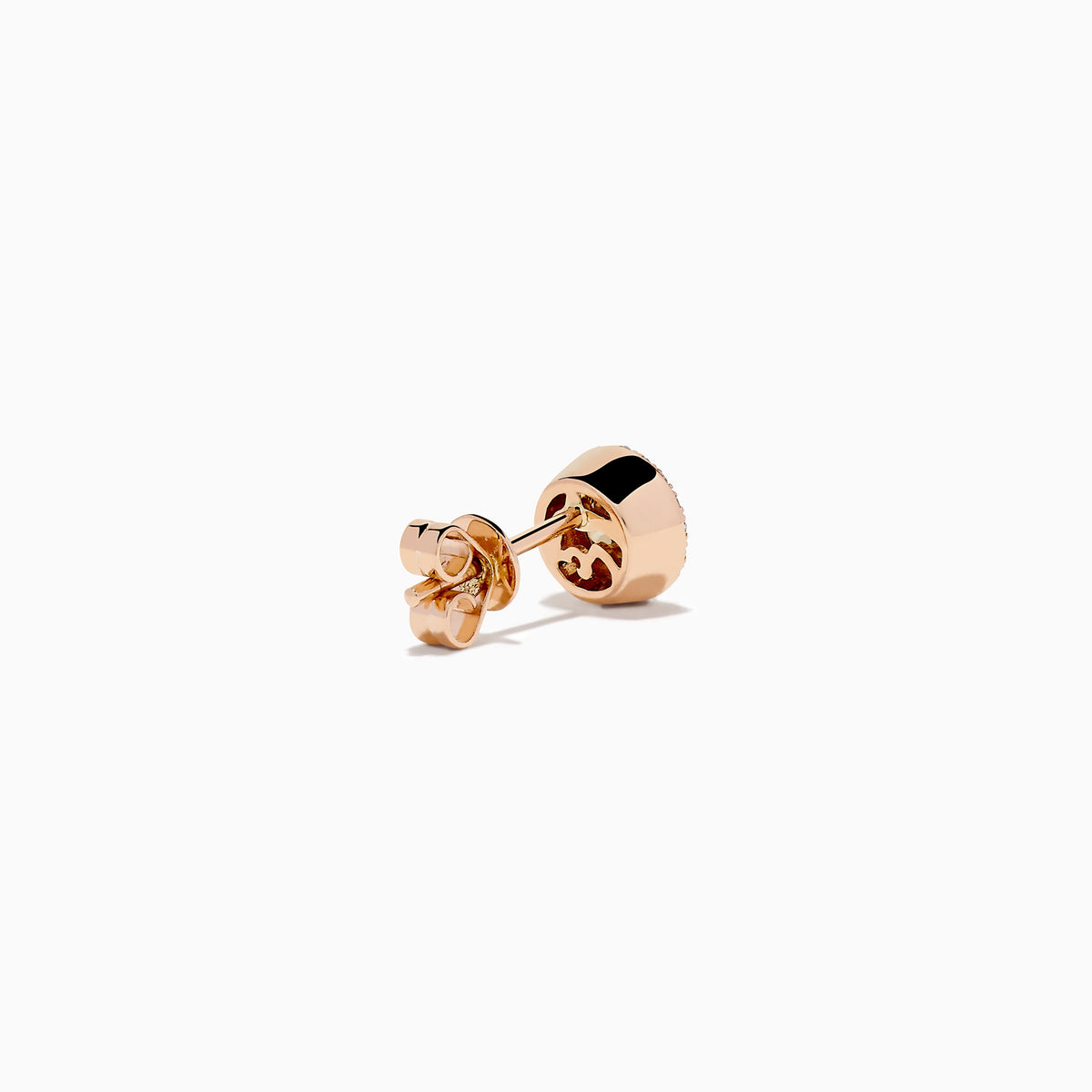 14K Rose Gold Brown and White Diamond Halo Stud Earrings