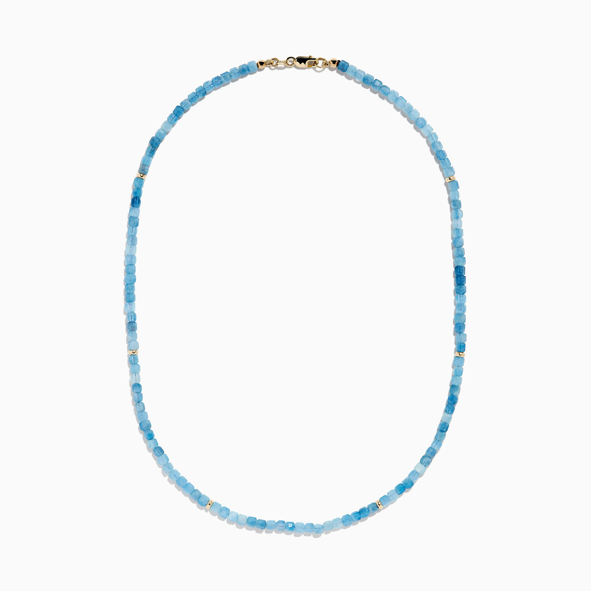 14K Yellow Gold Aquamarine Beaded Necklace
