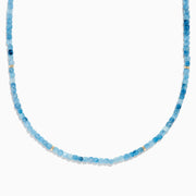 14K Yellow Gold Aquamarine Graduated Beaded Necklace
