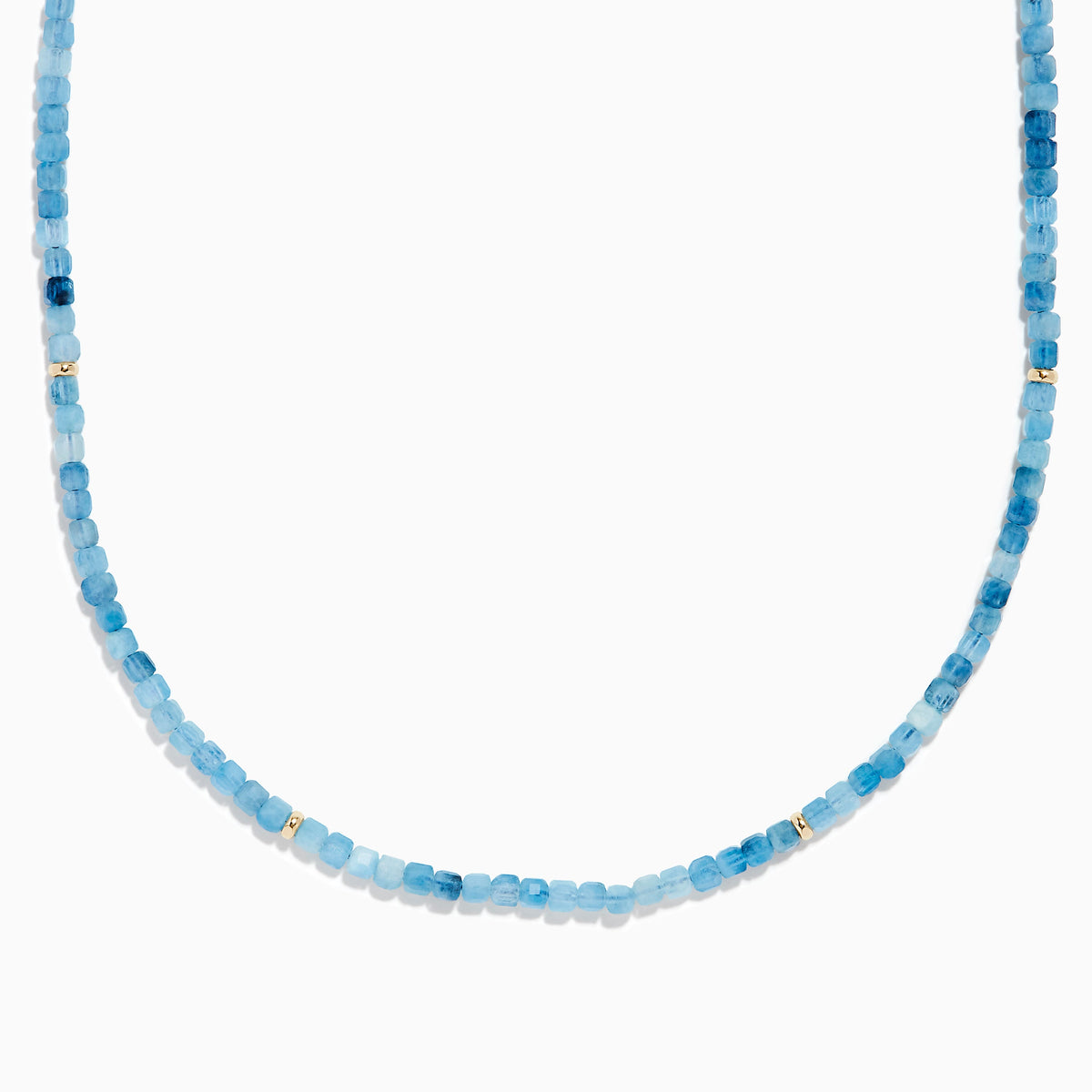 14K Yellow Gold Aquamarine Graduated Beaded Necklace