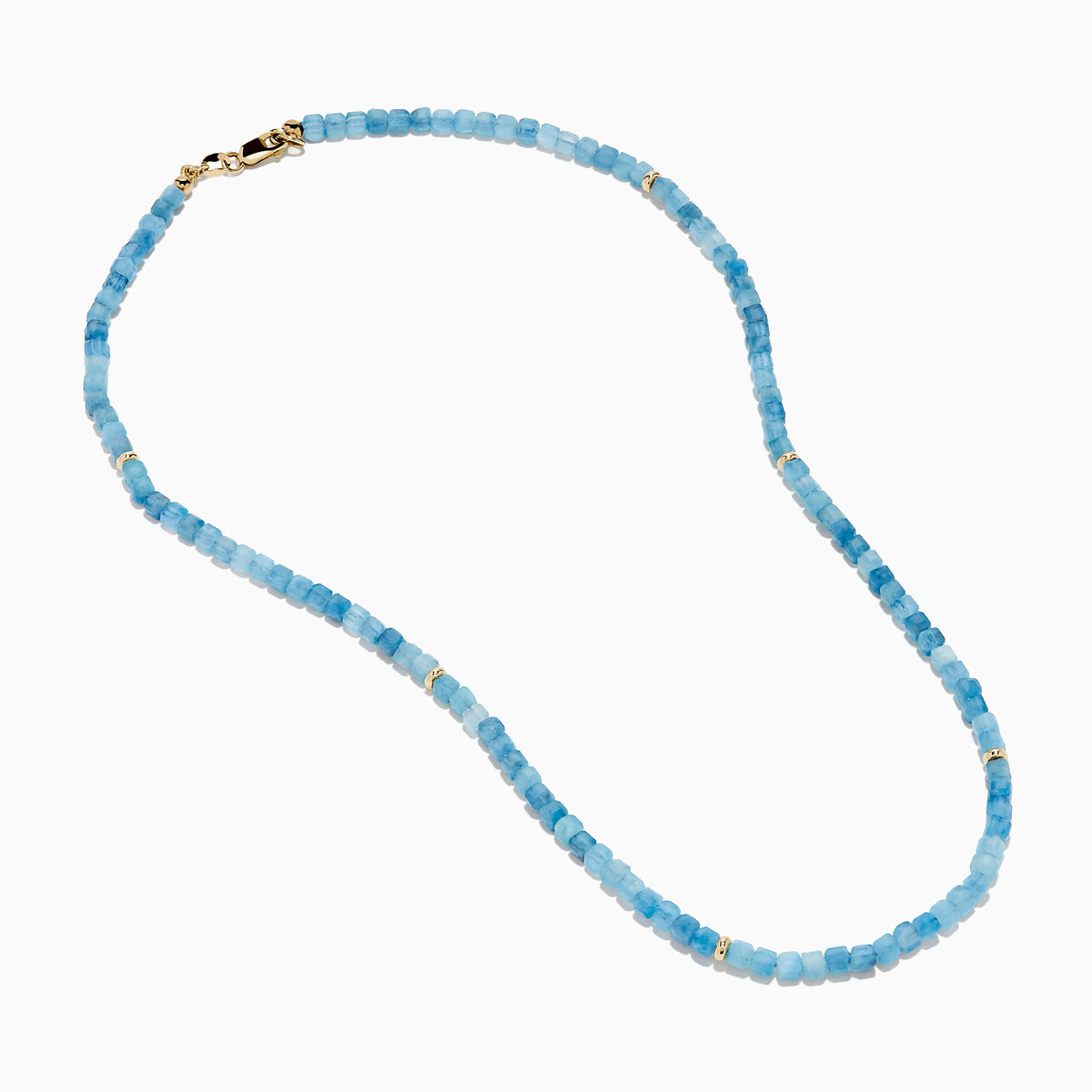 14K Yellow Gold Aquamarine Beaded Necklace