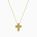 The 14K Yellow Gold Cross Pendant is a polished cross pendant necklace displayed on a plain white background.