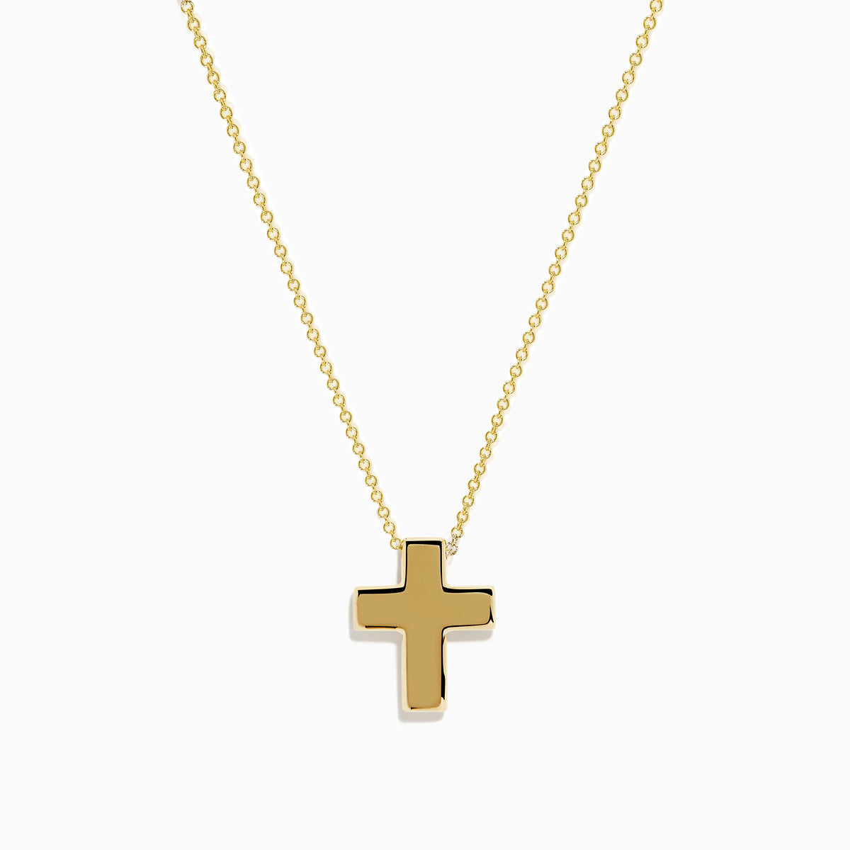 The 14K Yellow Gold Cross Pendant is a polished cross pendant necklace displayed on a plain white background.