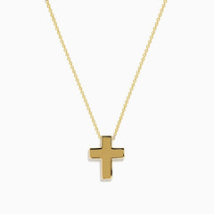 The 14K Yellow Gold Cross Pendant is a polished cross pendant necklace displayed on a plain white background.