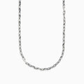 The Mens 925 Sterling Silver 22 Paperclip Chain Necklace features rectangular links in a simple, modern design. Displayed on a plain white background, the chain gently curves to highlight its length and contemporary style.