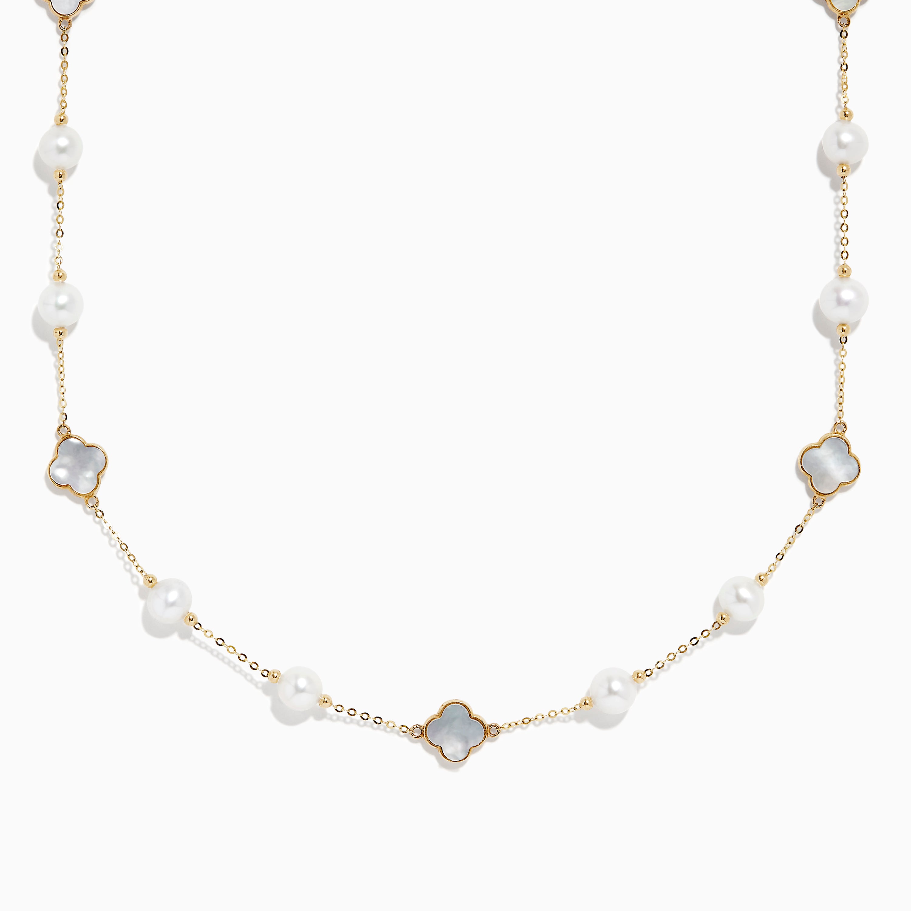 14K Yellow Gold Fresh Water Pearl and Mother of Pearl Necklace