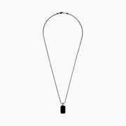 Men's Sterling Silver Onyx Emerald-Cut Bezel-Set Pendant