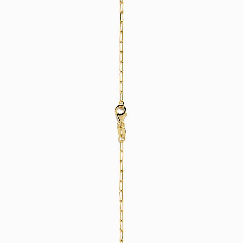 The 14K Yellow Gold Citrine Bezel Paperclip Chain Pendant features a single round citrine gemstone set in yellow gold, displayed on a white background.