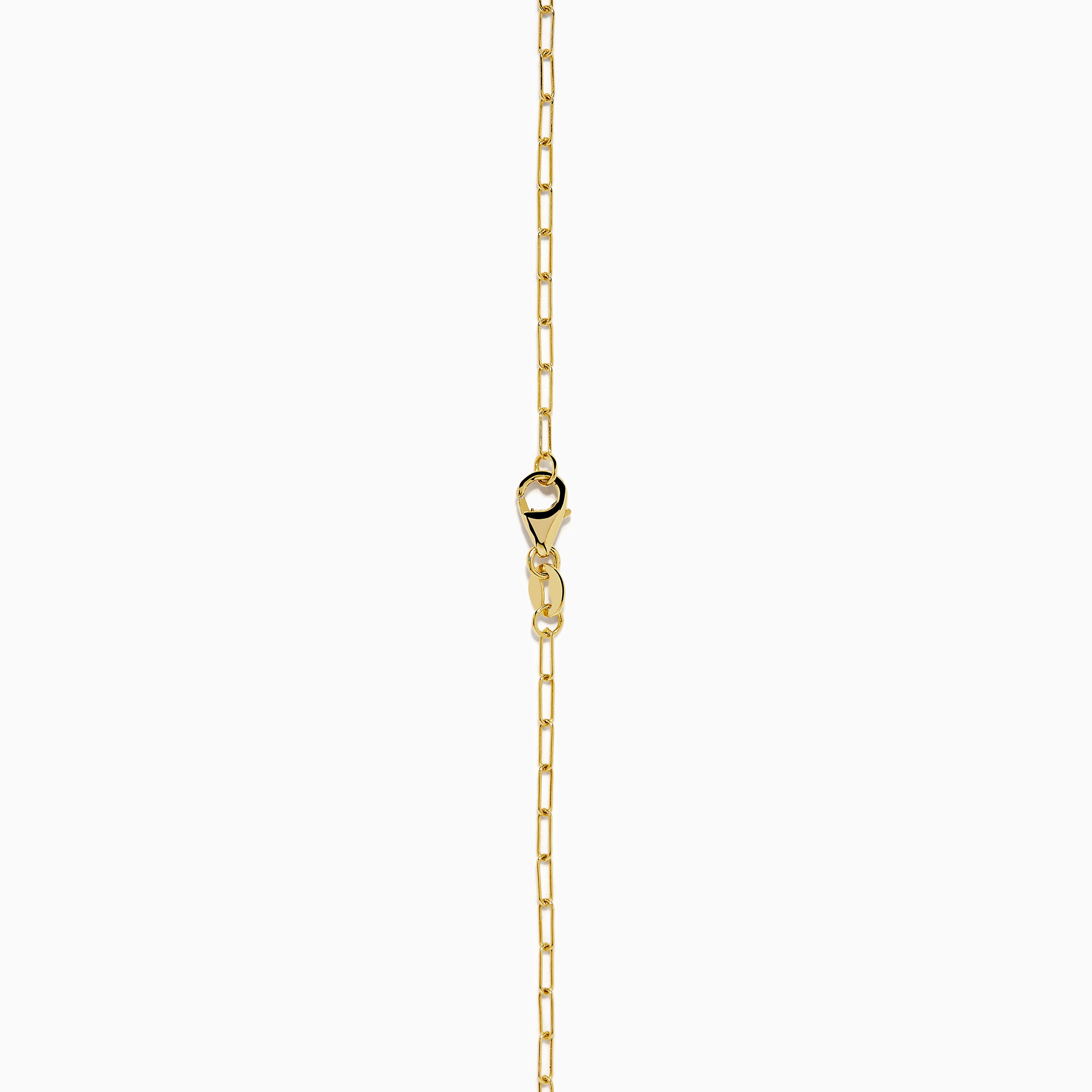 14K Yellow Gold Blue Topaz Bezel Paperclip Chain Pendant