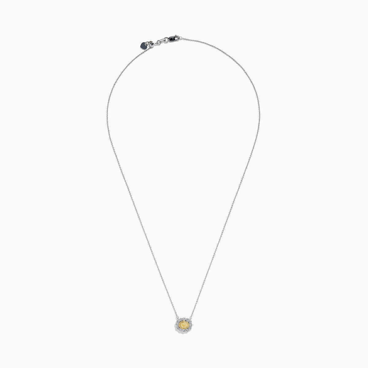 14K Two-Tone Gold Yellow and White Diamond Oval Double Halo Pendant