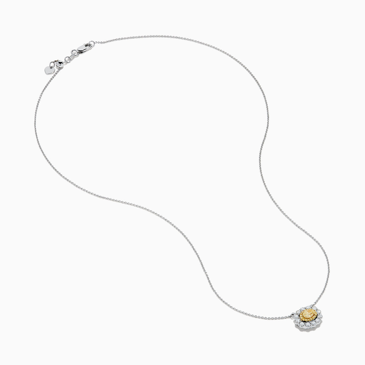 14K Two-Tone Gold Yellow and White Diamond Oval Double Halo Pendant