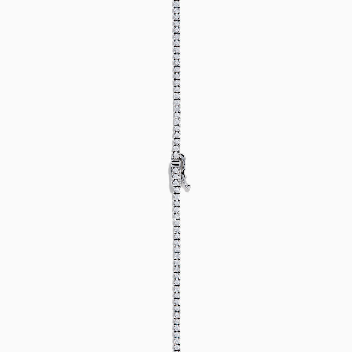 The 14K White Gold Diamond Tennis Necklace, 3.50 TCW features closely set round diamonds forming an elegant, continuous U-shaped chain, showcased gracefully against a plain white background.