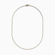The 14K Yellow Gold Diamond Tennis Necklace, 3.50 TCW, displays a continuous row of white diamonds against a white background with a subtle shadow below.