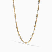 The 14K Yellow Gold Diamond Tennis Necklace, 3.50 TCW, displays a continuous row of white diamonds against a white background with a subtle shadow below.