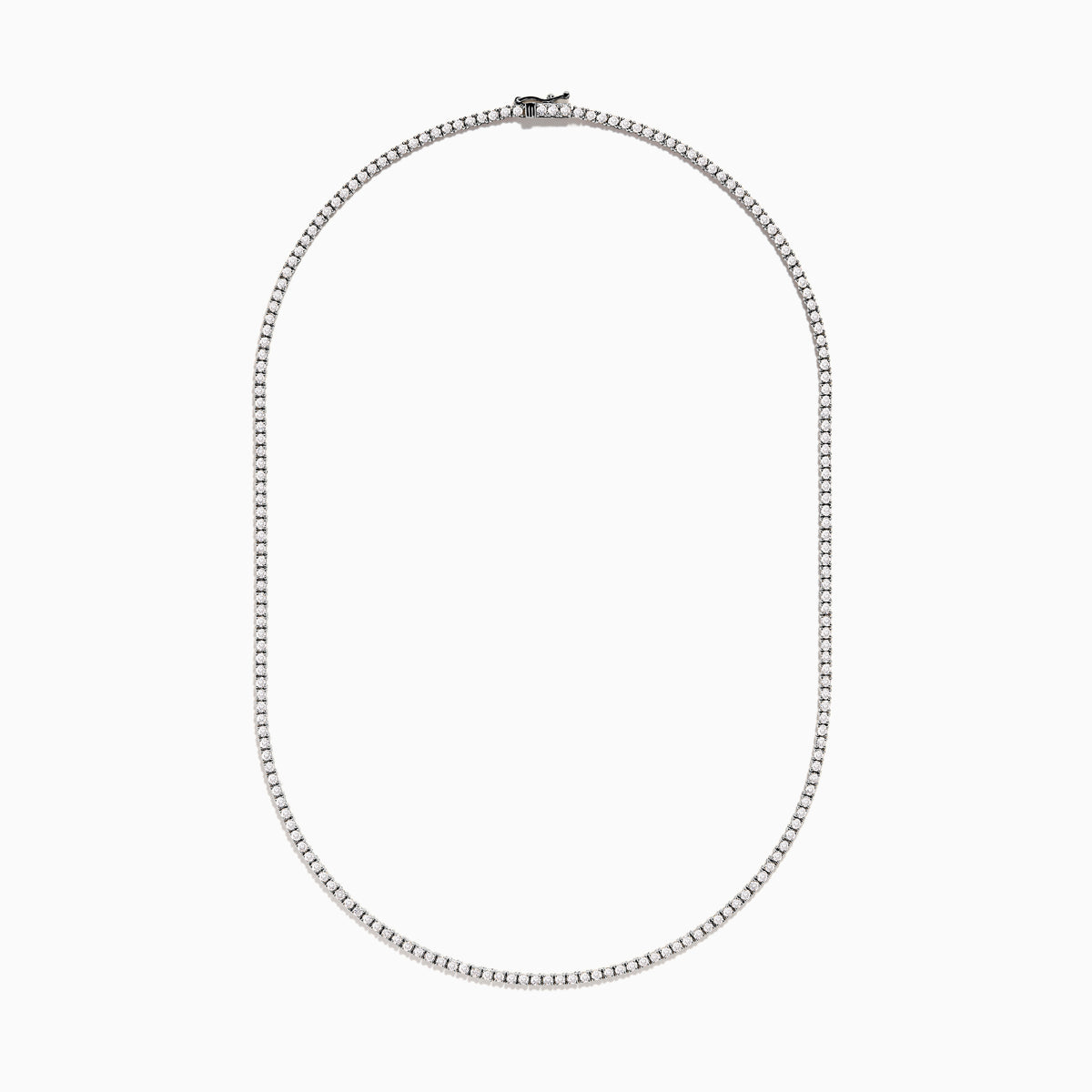 The 14K White Gold Diamond Tennis Necklace, 4.50 TCW, features a continuous row of sparkling white diamonds set in an elegant gold chain, displayed on a plain white background.