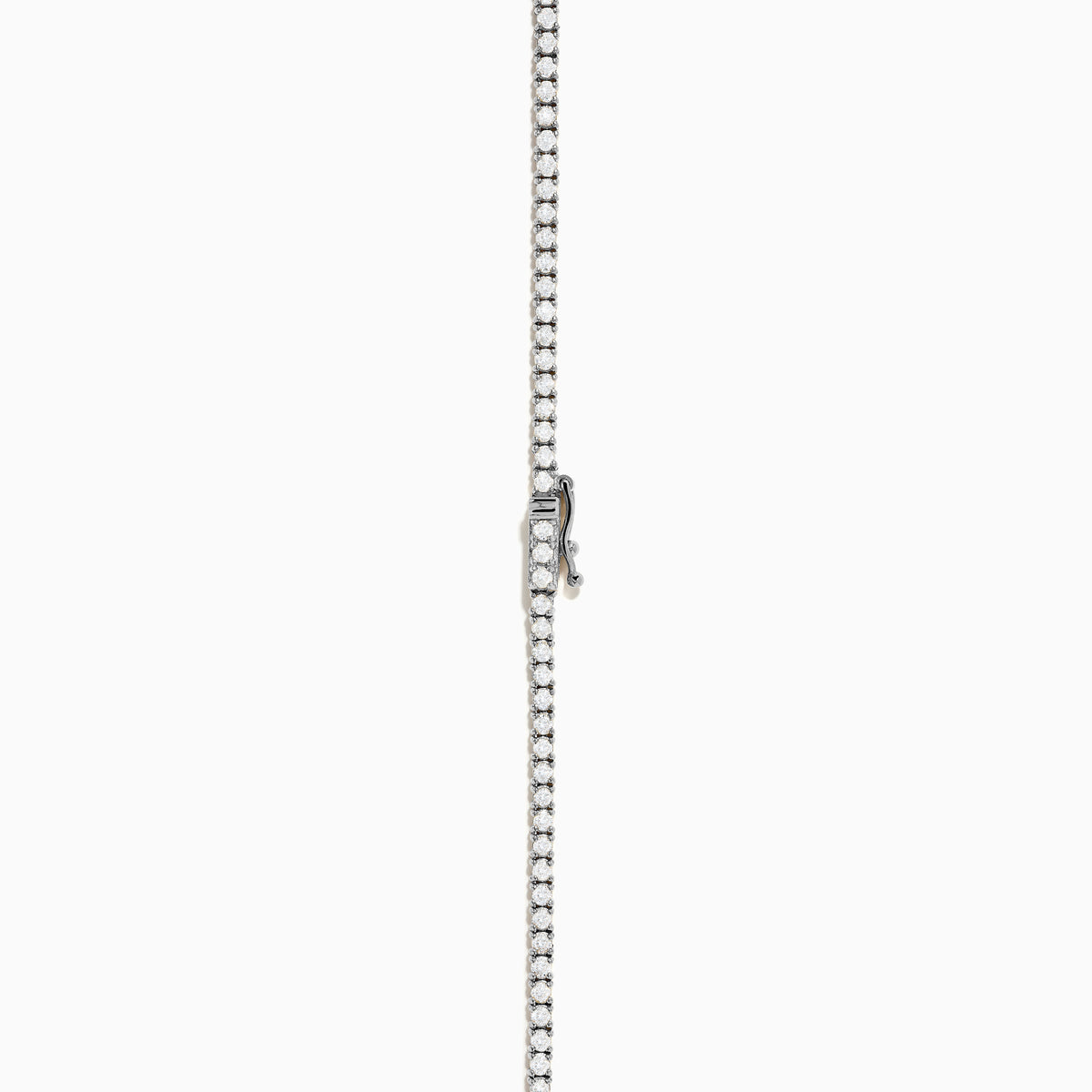 The 14K White Gold Diamond Tennis Necklace, 4.50 TCW, features a continuous row of sparkling white diamonds set in an elegant gold chain, displayed on a plain white background.