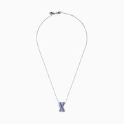 14K White Gold Tanzanite and Diamond Princess-Cut X Pendant