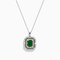 The Brasilica 14K Two Tone Gold Emerald and Diamond Pendant features a rectangular emerald at the center, surrounded by sparkling white and gold diamonds for a total carat weight of 2.09.